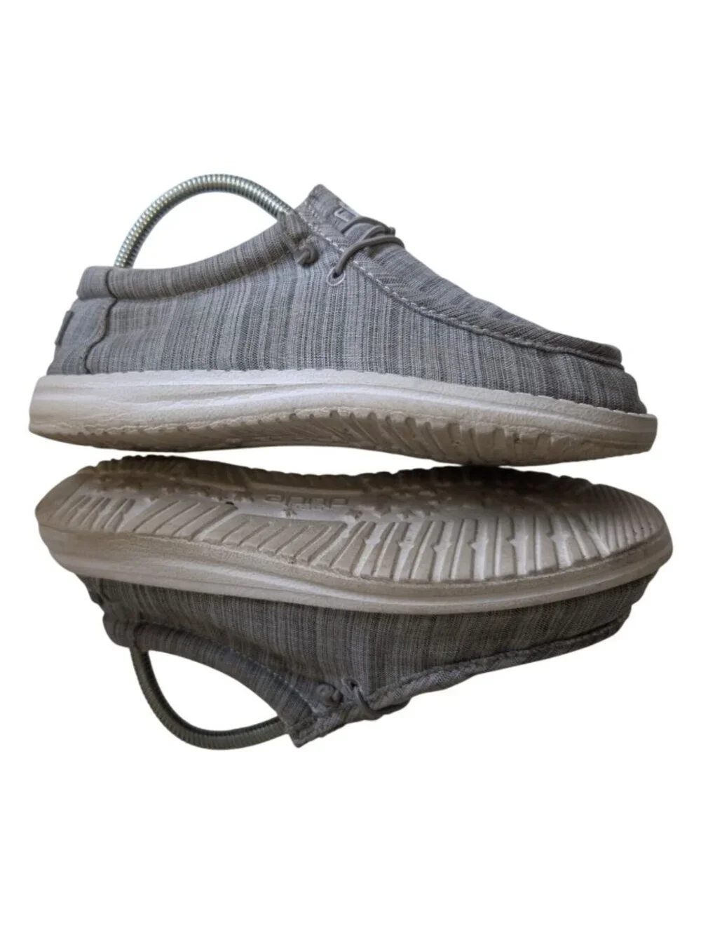 Hey Dude Wally Slip On Shoes Linen Stone Grey Size Youth 4 Women's 5 EU 36